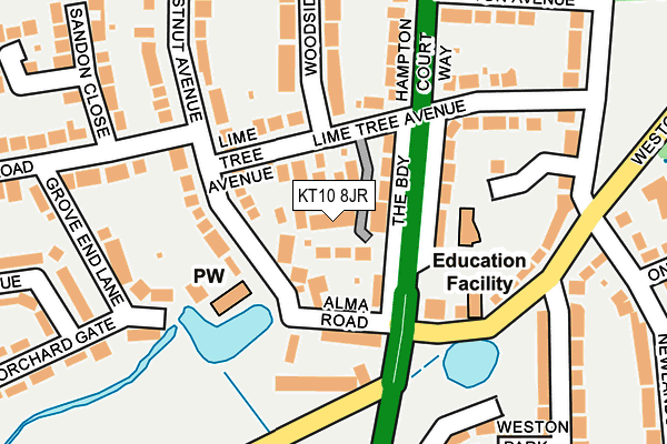 KT10 8JR map - OS OpenMap – Local (Ordnance Survey)