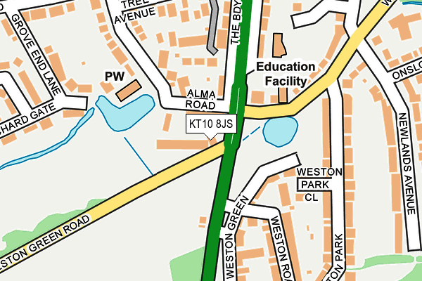 KT10 8JS map - OS OpenMap – Local (Ordnance Survey)