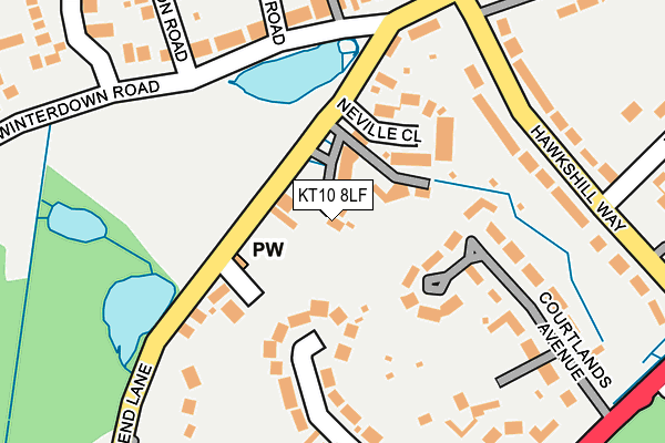 KT10 8LF map - OS OpenMap – Local (Ordnance Survey)
