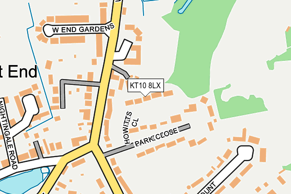 KT10 8LX map - OS OpenMap – Local (Ordnance Survey)