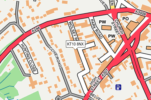 KT10 8NX map - OS OpenMap – Local (Ordnance Survey)