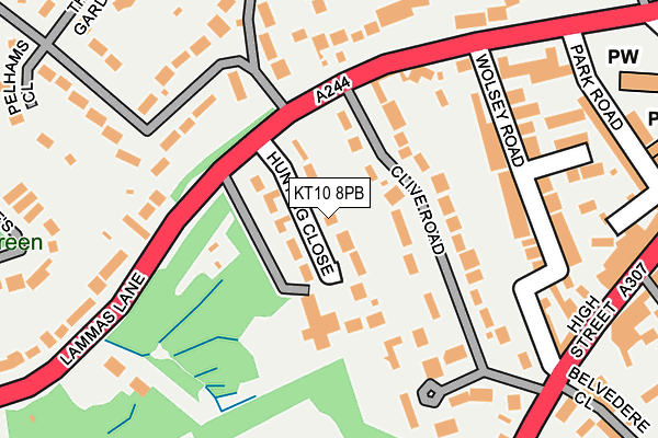 KT10 8PB map - OS OpenMap – Local (Ordnance Survey)