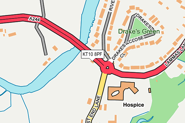 KT10 8PF map - OS OpenMap – Local (Ordnance Survey)