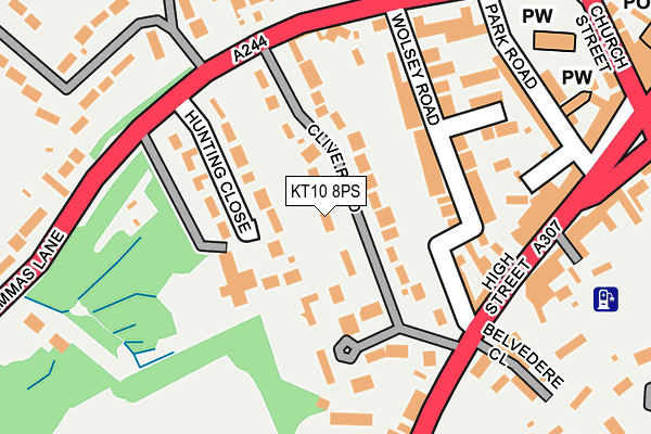 KT10 8PS map - OS OpenMap – Local (Ordnance Survey)