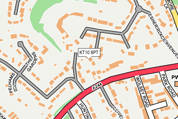KT10 8PT map - OS OpenMap – Local (Ordnance Survey)