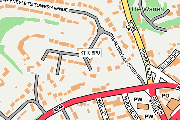 KT10 8PU map - OS OpenMap – Local (Ordnance Survey)