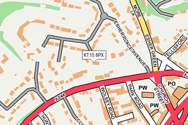 KT10 8PX map - OS OpenMap – Local (Ordnance Survey)