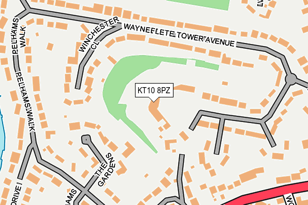 KT10 8PZ map - OS OpenMap – Local (Ordnance Survey)