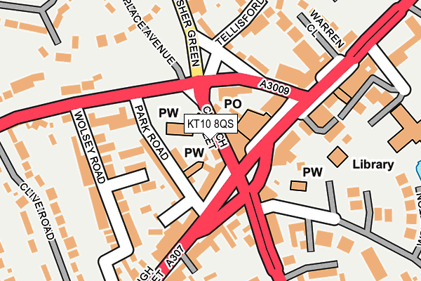 KT10 8QS map - OS OpenMap – Local (Ordnance Survey)