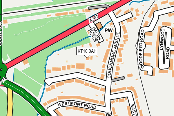 KT10 9AH map - OS OpenMap – Local (Ordnance Survey)