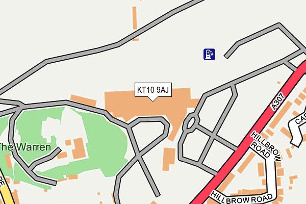 KT10 9AJ map - OS OpenMap – Local (Ordnance Survey)