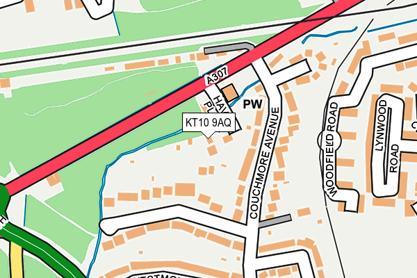 KT10 9AQ map - OS OpenMap – Local (Ordnance Survey)