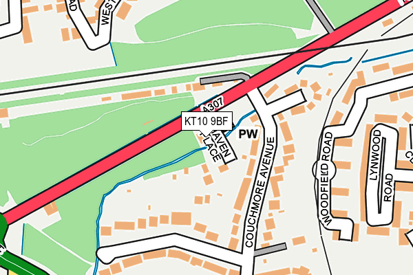KT10 9BF map - OS OpenMap – Local (Ordnance Survey)