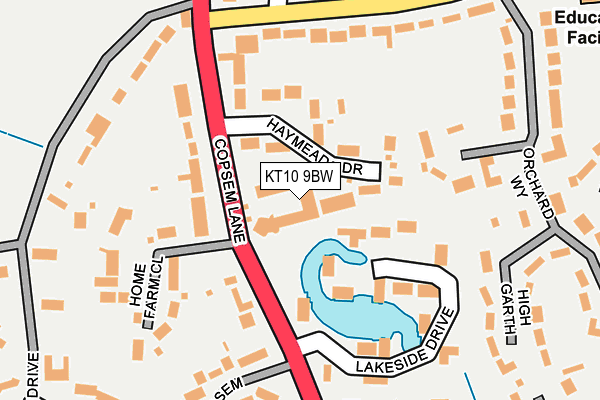KT10 9BW map - OS OpenMap – Local (Ordnance Survey)