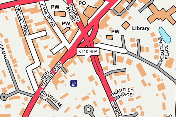 KT10 9DA map - OS OpenMap – Local (Ordnance Survey)
