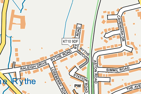 KT10 9DF map - OS OpenMap – Local (Ordnance Survey)
