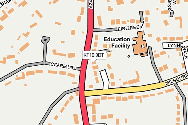 KT10 9DT map - OS OpenMap – Local (Ordnance Survey)