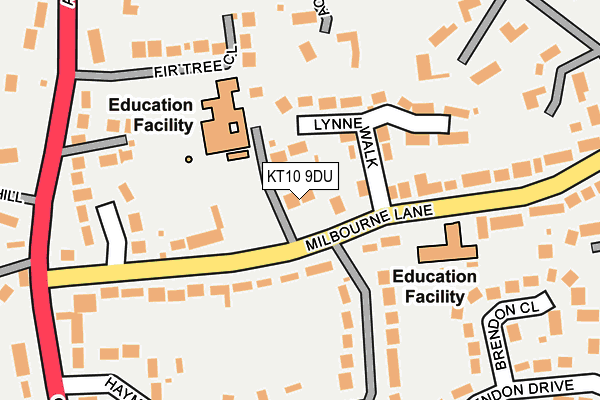 KT10 9DU map - OS OpenMap – Local (Ordnance Survey)