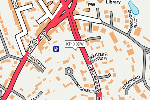 KT10 9DW map - OS OpenMap – Local (Ordnance Survey)