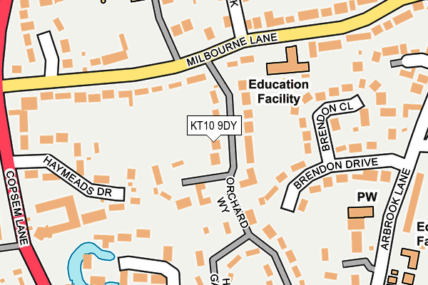 KT10 9DY map - OS OpenMap – Local (Ordnance Survey)