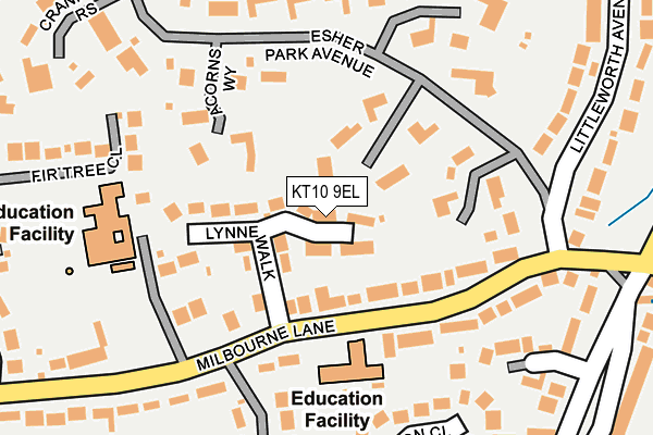 KT10 9EL map - OS OpenMap – Local (Ordnance Survey)