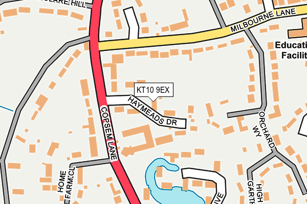 KT10 9EX map - OS OpenMap – Local (Ordnance Survey)