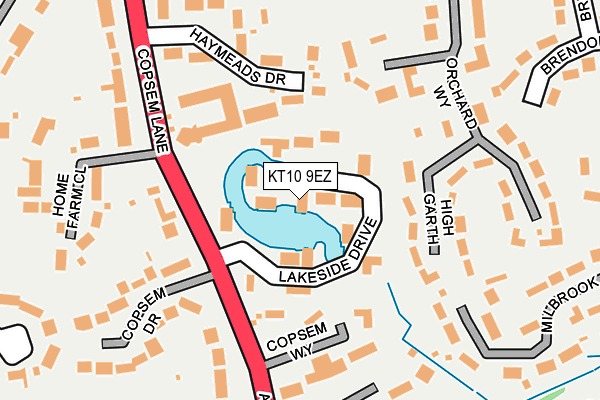 KT10 9EZ map - OS OpenMap – Local (Ordnance Survey)