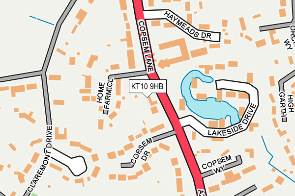 KT10 9HB map - OS OpenMap – Local (Ordnance Survey)