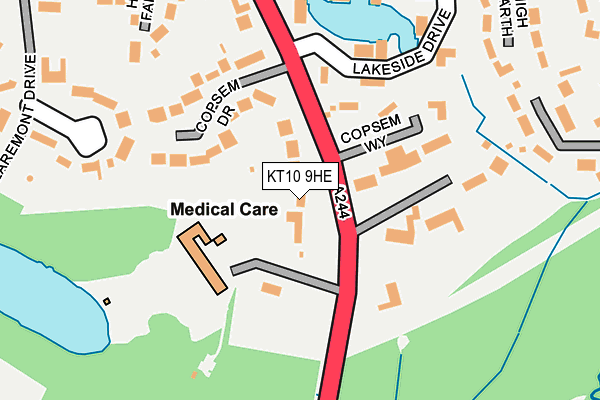 KT10 9HE map - OS OpenMap – Local (Ordnance Survey)