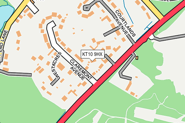 KT10 9HX map - OS OpenMap – Local (Ordnance Survey)
