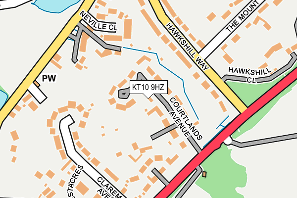 KT10 9HZ map - OS OpenMap – Local (Ordnance Survey)