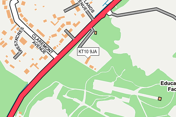 KT10 9JA map - OS OpenMap – Local (Ordnance Survey)