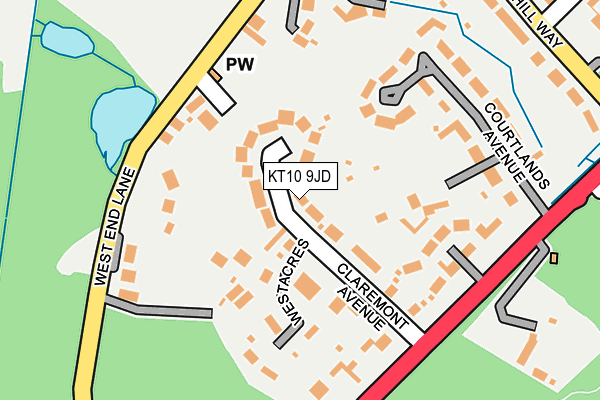 KT10 9JD map - OS OpenMap – Local (Ordnance Survey)