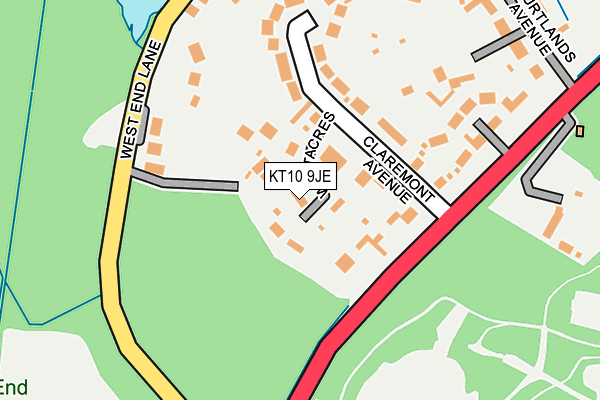 KT10 9JE map - OS OpenMap – Local (Ordnance Survey)