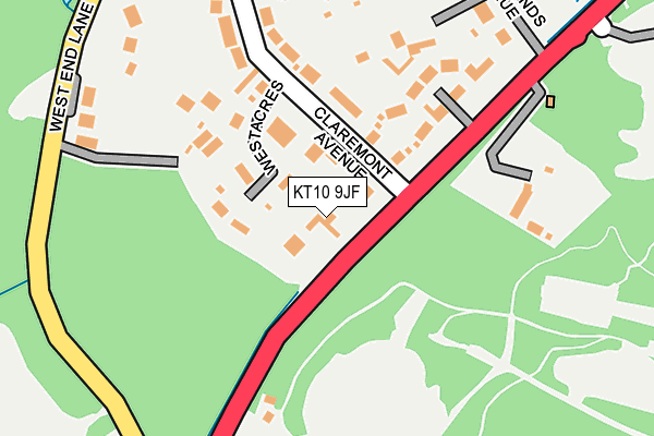 KT10 9JF map - OS OpenMap – Local (Ordnance Survey)