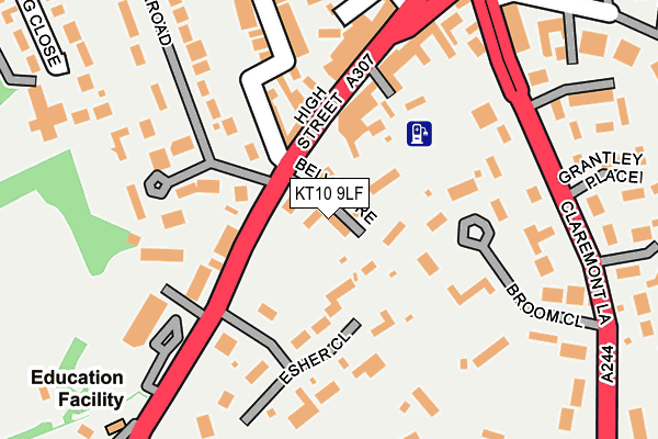 KT10 9LF map - OS OpenMap – Local (Ordnance Survey)