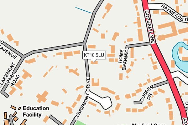 KT10 9LU map - OS OpenMap – Local (Ordnance Survey)