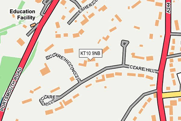 KT10 9NB map - OS OpenMap – Local (Ordnance Survey)