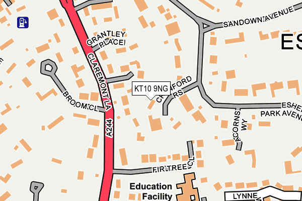 KT10 9NG map - OS OpenMap – Local (Ordnance Survey)