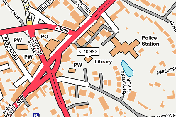 KT10 9NS map - OS OpenMap – Local (Ordnance Survey)