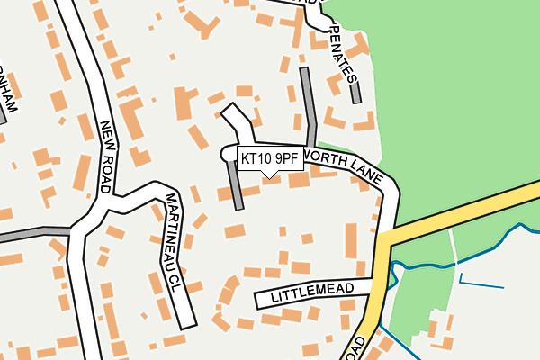 KT10 9PF map - OS OpenMap – Local (Ordnance Survey)