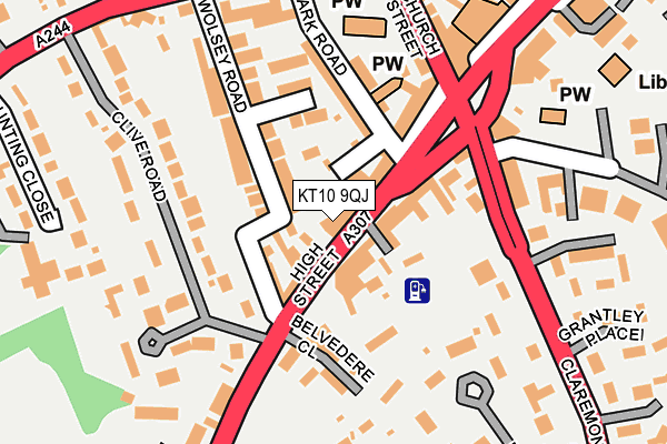 KT10 9QJ map - OS OpenMap – Local (Ordnance Survey)