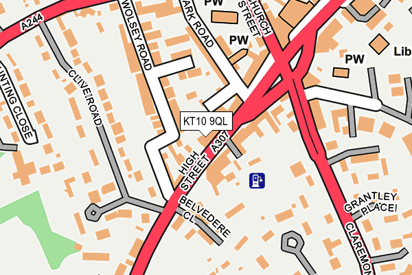 KT10 9QL map - OS OpenMap – Local (Ordnance Survey)