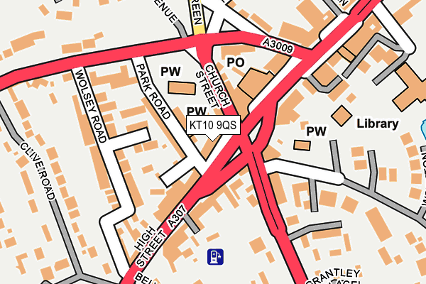 KT10 9QS map - OS OpenMap – Local (Ordnance Survey)