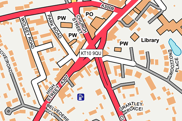 KT10 9QU map - OS OpenMap – Local (Ordnance Survey)