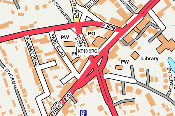 KT10 9RG map - OS OpenMap – Local (Ordnance Survey)