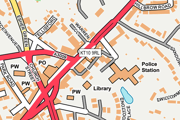 KT10 9RL map - OS OpenMap – Local (Ordnance Survey)
