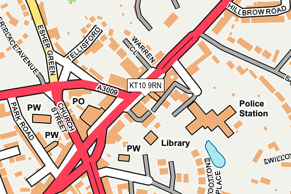 KT10 9RN map - OS OpenMap – Local (Ordnance Survey)