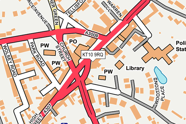 KT10 9RQ map - OS OpenMap – Local (Ordnance Survey)