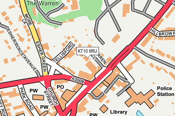KT10 9RU map - OS OpenMap – Local (Ordnance Survey)